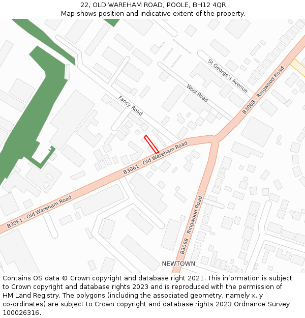 22, OLD WAREHAM ROAD, POOLE, BH12 4QR: Location map and indicative extent of plot