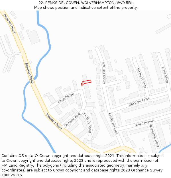 22, PENKSIDE, COVEN, WOLVERHAMPTON, WV9 5BL: Location map and indicative extent of plot