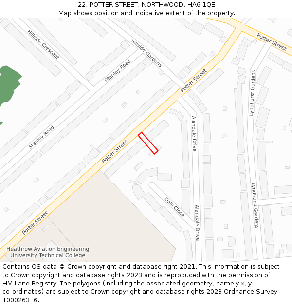 22, POTTER STREET, NORTHWOOD, HA6 1QE: Location map and indicative extent of plot