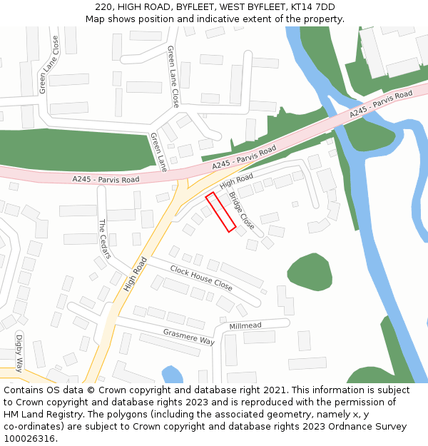 220, HIGH ROAD, BYFLEET, WEST BYFLEET, KT14 7DD: Location map and indicative extent of plot