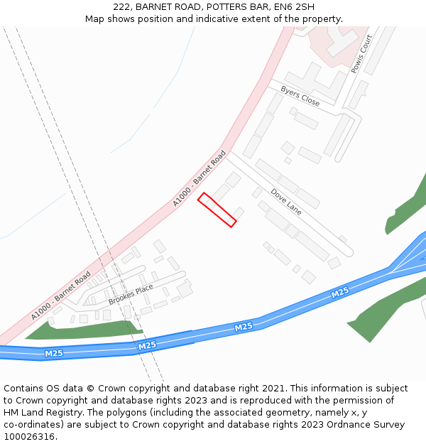 222, BARNET ROAD, POTTERS BAR, EN6 2SH: Location map and indicative extent of plot