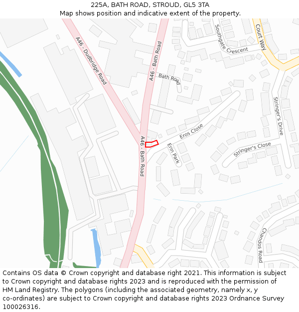 225A, BATH ROAD, STROUD, GL5 3TA: Location map and indicative extent of plot