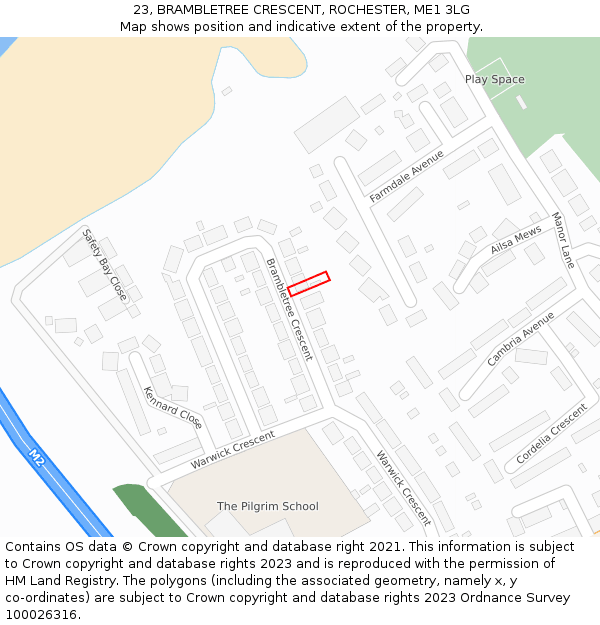 23, BRAMBLETREE CRESCENT, ROCHESTER, ME1 3LG: Location map and indicative extent of plot