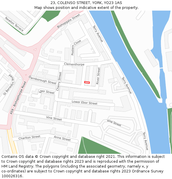 23, COLENSO STREET, YORK, YO23 1AS: Location map and indicative extent of plot