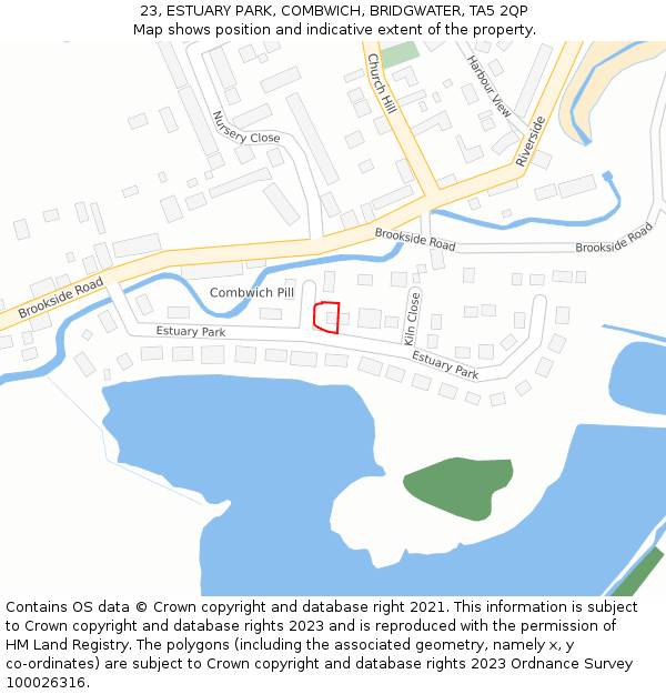 23, ESTUARY PARK, COMBWICH, BRIDGWATER, TA5 2QP: Location map and indicative extent of plot