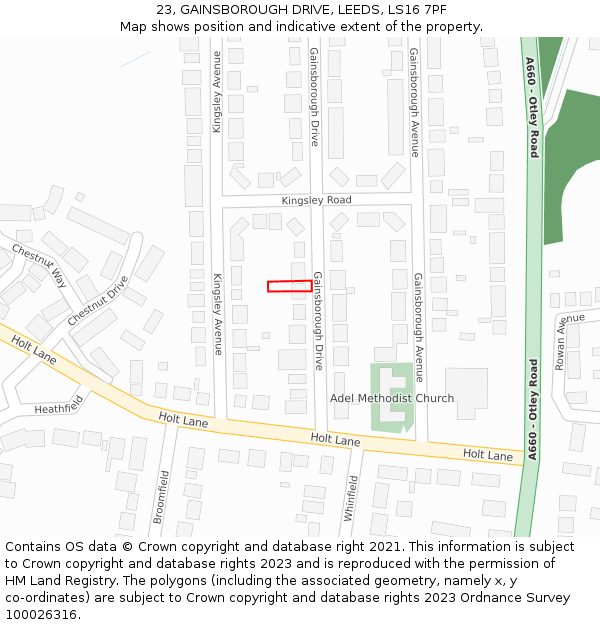 23, GAINSBOROUGH DRIVE, LEEDS, LS16 7PF: Location map and indicative extent of plot