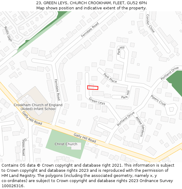 23, GREEN LEYS, CHURCH CROOKHAM, FLEET, GU52 6PN: Location map and indicative extent of plot