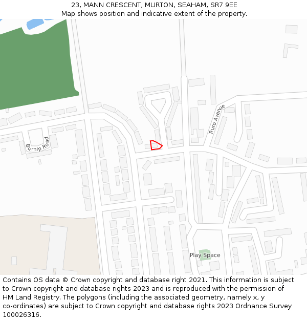 23, MANN CRESCENT, MURTON, SEAHAM, SR7 9EE: Location map and indicative extent of plot