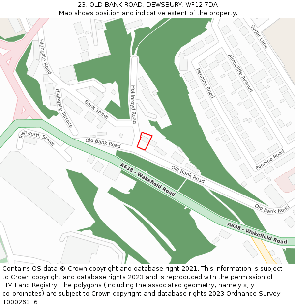 23, OLD BANK ROAD, DEWSBURY, WF12 7DA: Location map and indicative extent of plot