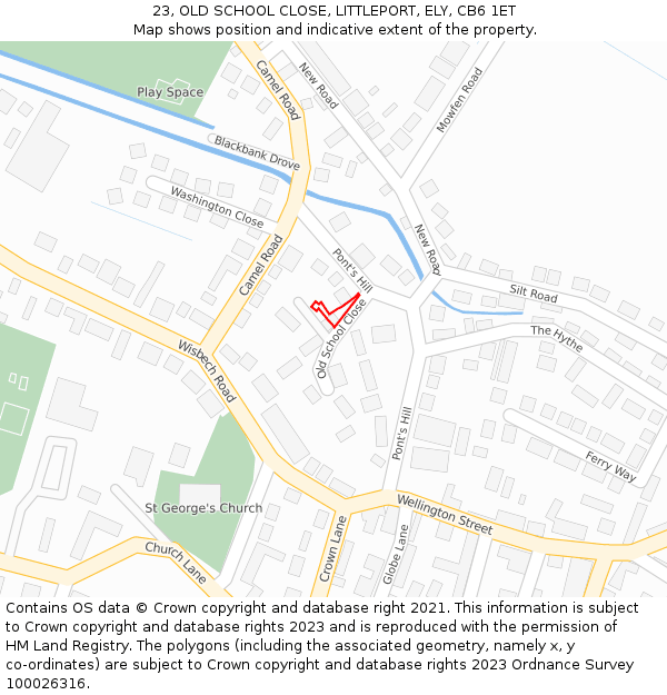 23, OLD SCHOOL CLOSE, LITTLEPORT, ELY, CB6 1ET: Location map and indicative extent of plot