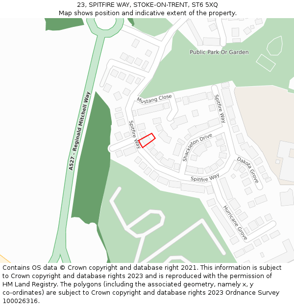 23, SPITFIRE WAY, STOKE-ON-TRENT, ST6 5XQ: Location map and indicative extent of plot