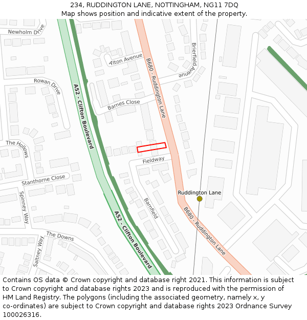 234, RUDDINGTON LANE, NOTTINGHAM, NG11 7DQ: Location map and indicative extent of plot