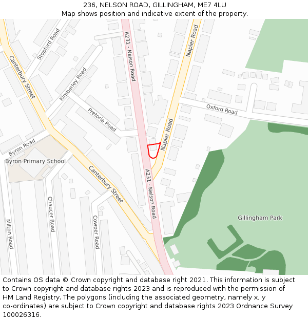 236, NELSON ROAD, GILLINGHAM, ME7 4LU: Location map and indicative extent of plot