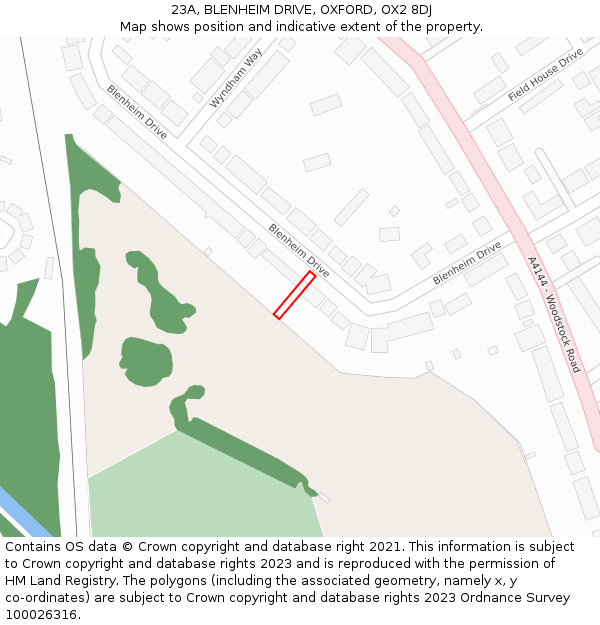 23A, BLENHEIM DRIVE, OXFORD, OX2 8DJ: Location map and indicative extent of plot