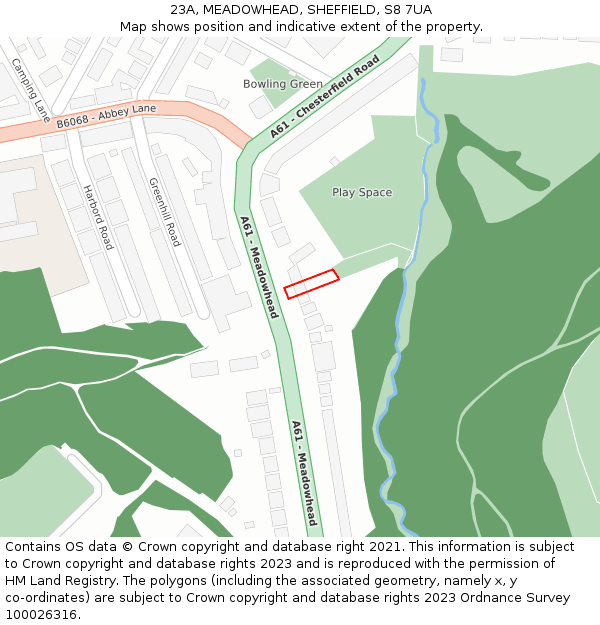 23A, MEADOWHEAD, SHEFFIELD, S8 7UA: Location map and indicative extent of plot