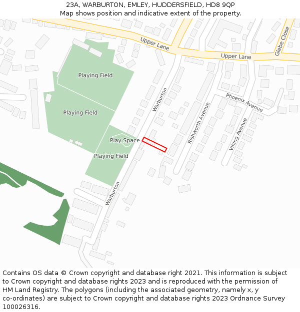 23A, WARBURTON, EMLEY, HUDDERSFIELD, HD8 9QP: Location map and indicative extent of plot