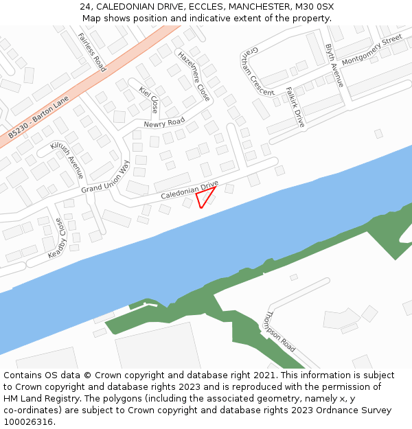 24, CALEDONIAN DRIVE, ECCLES, MANCHESTER, M30 0SX: Location map and indicative extent of plot