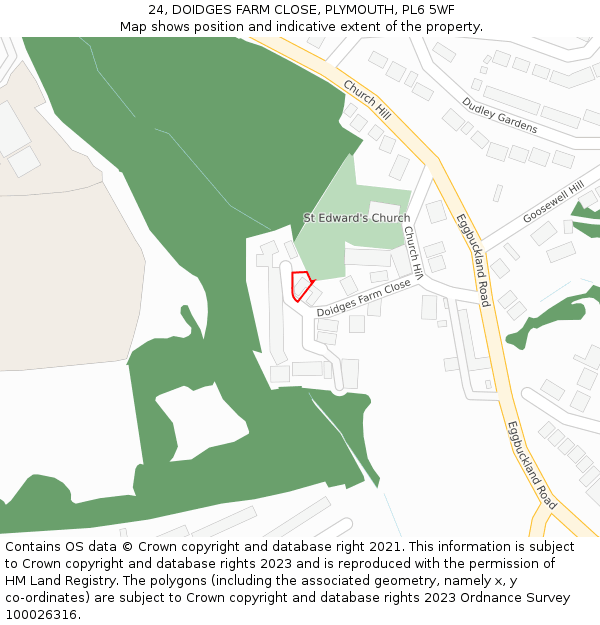 24, DOIDGES FARM CLOSE, PLYMOUTH, PL6 5WF: Location map and indicative extent of plot