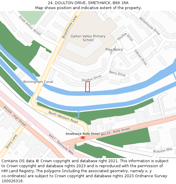 24, DOULTON DRIVE, SMETHWICK, B66 1RA: Location map and indicative extent of plot