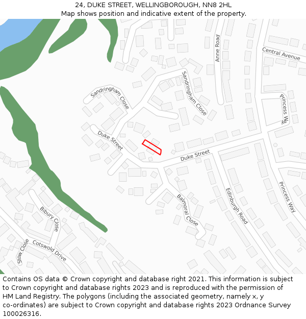 24, DUKE STREET, WELLINGBOROUGH, NN8 2HL: Location map and indicative extent of plot