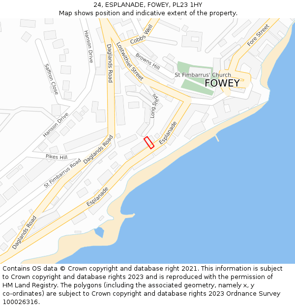 24, ESPLANADE, FOWEY, PL23 1HY: Location map and indicative extent of plot