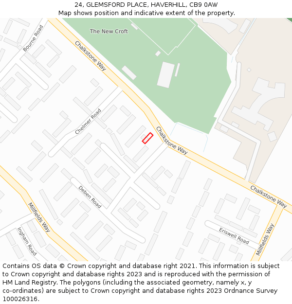 24, GLEMSFORD PLACE, HAVERHILL, CB9 0AW: Location map and indicative extent of plot