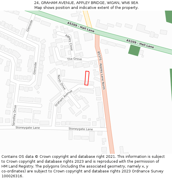 24, GRAHAM AVENUE, APPLEY BRIDGE, WIGAN, WN6 9EA: Location map and indicative extent of plot