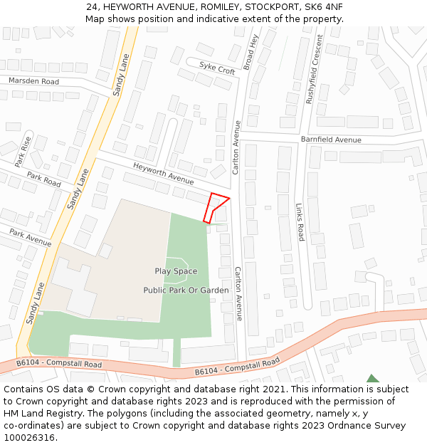 24, HEYWORTH AVENUE, ROMILEY, STOCKPORT, SK6 4NF: Location map and indicative extent of plot