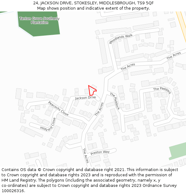 24, JACKSON DRIVE, STOKESLEY, MIDDLESBROUGH, TS9 5QF: Location map and indicative extent of plot