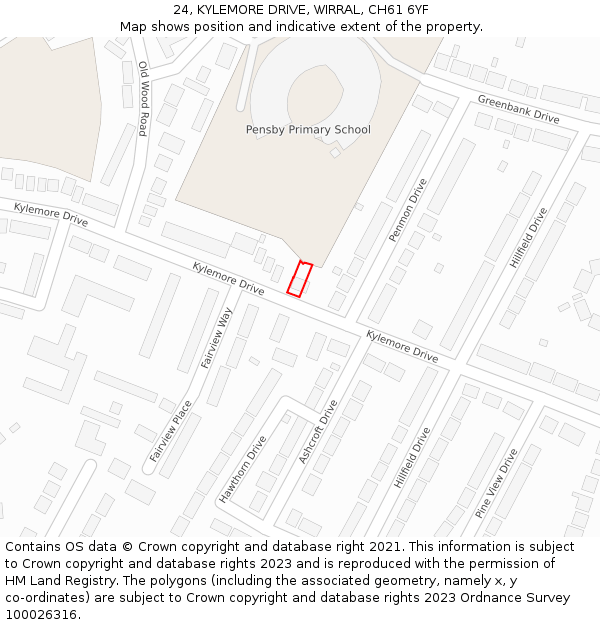 24, KYLEMORE DRIVE, WIRRAL, CH61 6YF: Location map and indicative extent of plot