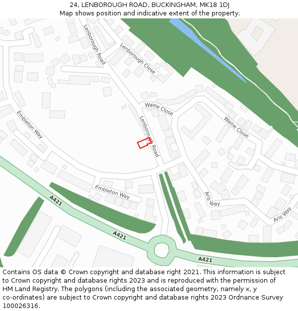 24, LENBOROUGH ROAD, BUCKINGHAM, MK18 1DJ: Location map and indicative extent of plot