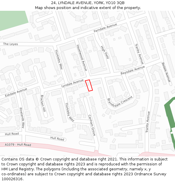 24, LYNDALE AVENUE, YORK, YO10 3QB: Location map and indicative extent of plot