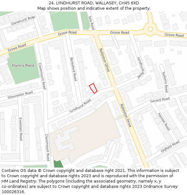 24, LYNDHURST ROAD, WALLASEY, CH45 6XD: Location map and indicative extent of plot