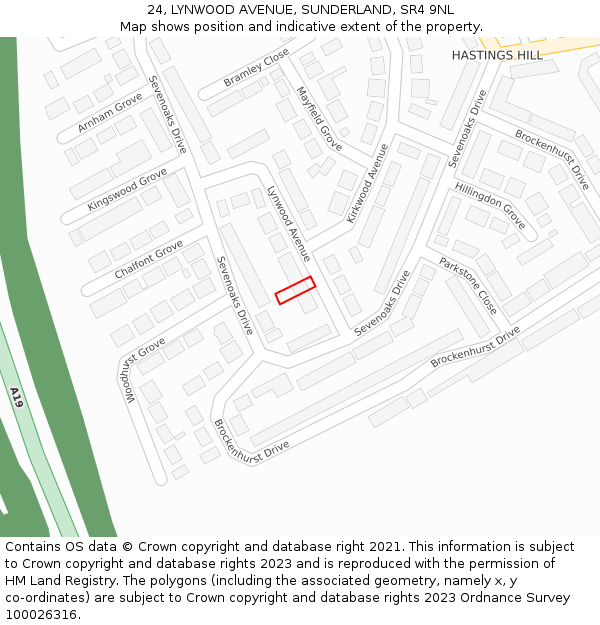 24, LYNWOOD AVENUE, SUNDERLAND, SR4 9NL: Location map and indicative extent of plot