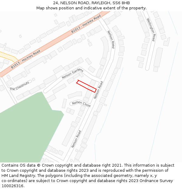 24, NELSON ROAD, RAYLEIGH, SS6 8HB: Location map and indicative extent of plot