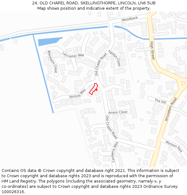 24, OLD CHAPEL ROAD, SKELLINGTHORPE, LINCOLN, LN6 5UB: Location map and indicative extent of plot