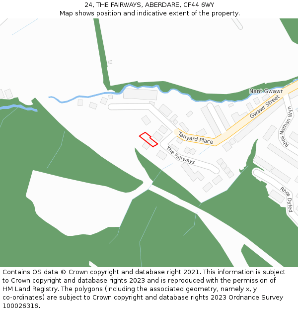 24, THE FAIRWAYS, ABERDARE, CF44 6WY: Location map and indicative extent of plot