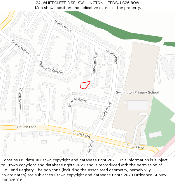24, WHITECLIFFE RISE, SWILLINGTON, LEEDS, LS26 8QW: Location map and indicative extent of plot