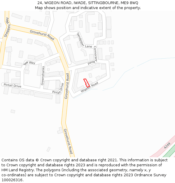 24, WIGEON ROAD, IWADE, SITTINGBOURNE, ME9 8WQ: Location map and indicative extent of plot