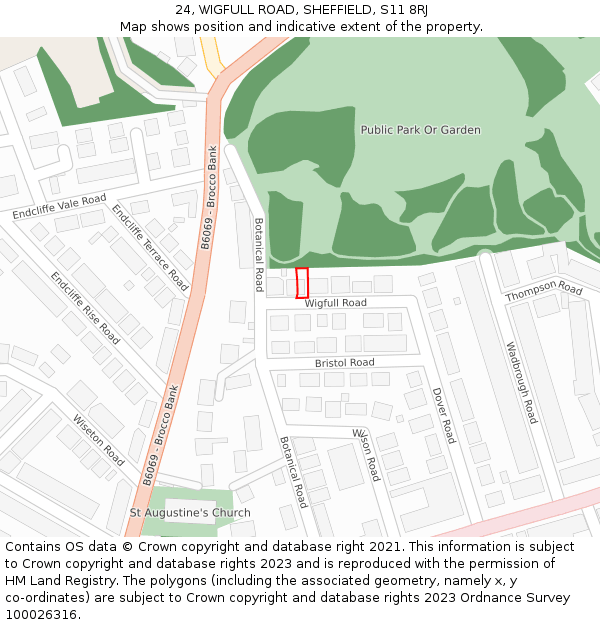 24, WIGFULL ROAD, SHEFFIELD, S11 8RJ: Location map and indicative extent of plot