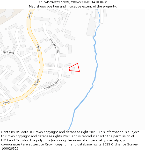 24, WINYARDS VIEW, CREWKERNE, TA18 8HZ: Location map and indicative extent of plot