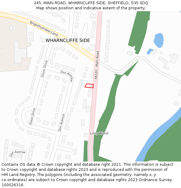 245, MAIN ROAD, WHARNCLIFFE SIDE, SHEFFIELD, S35 0DQ: Location map and indicative extent of plot