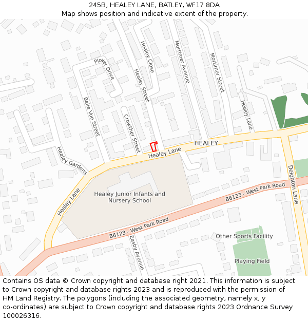 245B, HEALEY LANE, BATLEY, WF17 8DA: Location map and indicative extent of plot