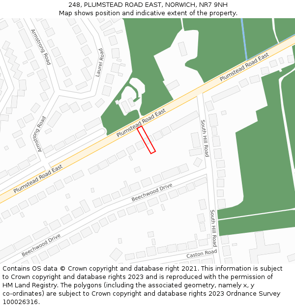 248, PLUMSTEAD ROAD EAST, NORWICH, NR7 9NH: Location map and indicative extent of plot