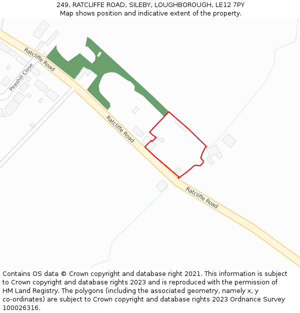 249, RATCLIFFE ROAD, SILEBY, LOUGHBOROUGH, LE12 7PY: Location map and indicative extent of plot