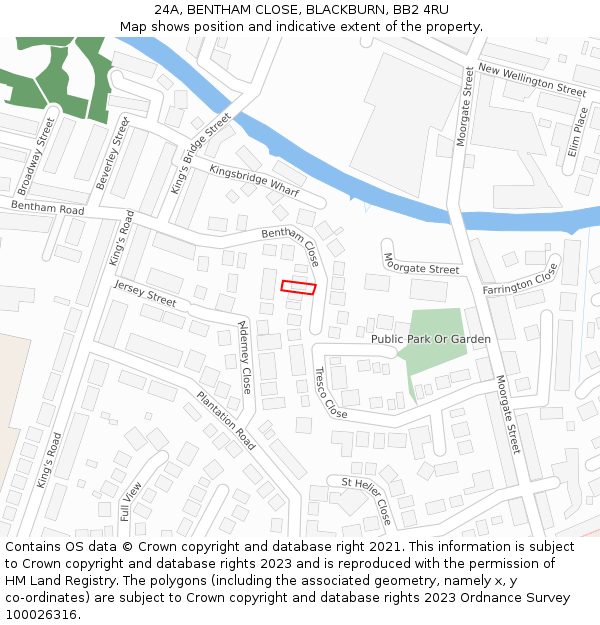 24A, BENTHAM CLOSE, BLACKBURN, BB2 4RU: Location map and indicative extent of plot