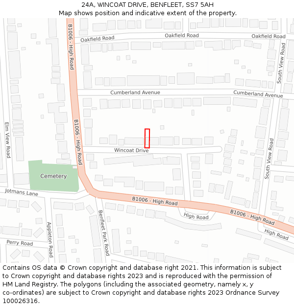 24A, WINCOAT DRIVE, BENFLEET, SS7 5AH: Location map and indicative extent of plot