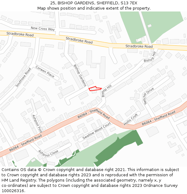 25, BISHOP GARDENS, SHEFFIELD, S13 7EX: Location map and indicative extent of plot