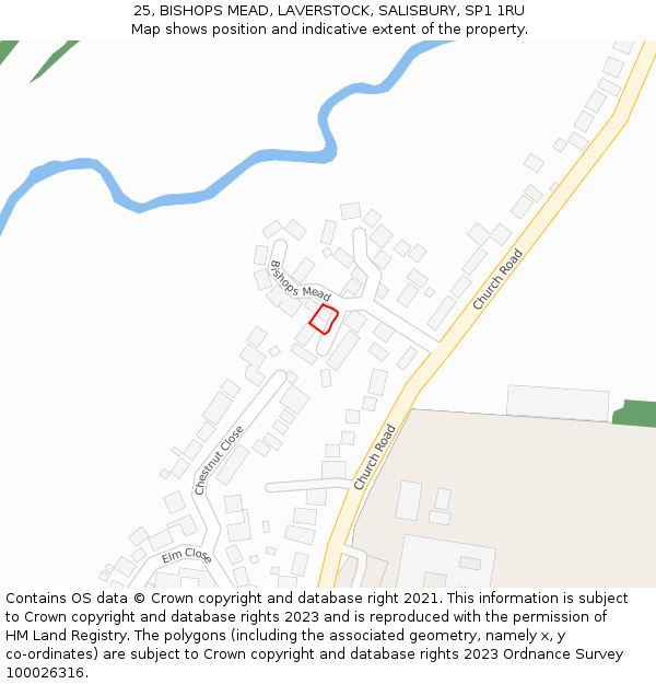 25, BISHOPS MEAD, LAVERSTOCK, SALISBURY, SP1 1RU: Location map and indicative extent of plot