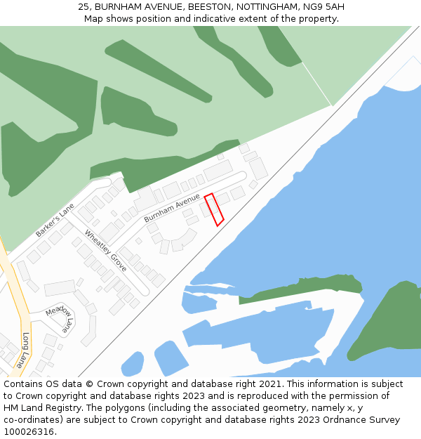 25, BURNHAM AVENUE, BEESTON, NOTTINGHAM, NG9 5AH: Location map and indicative extent of plot